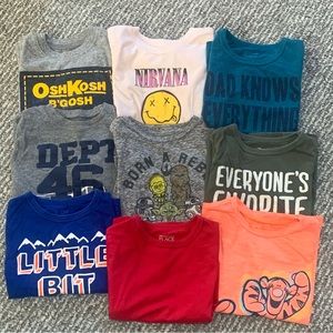 Toddler Boys Short Sleeve Tee Bundle - 9 Piece Lot